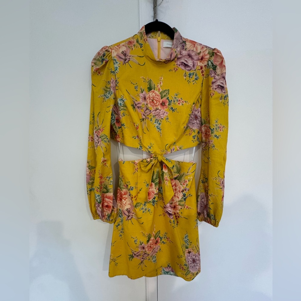 Zimmermann Yellow Floral Cutout Dress